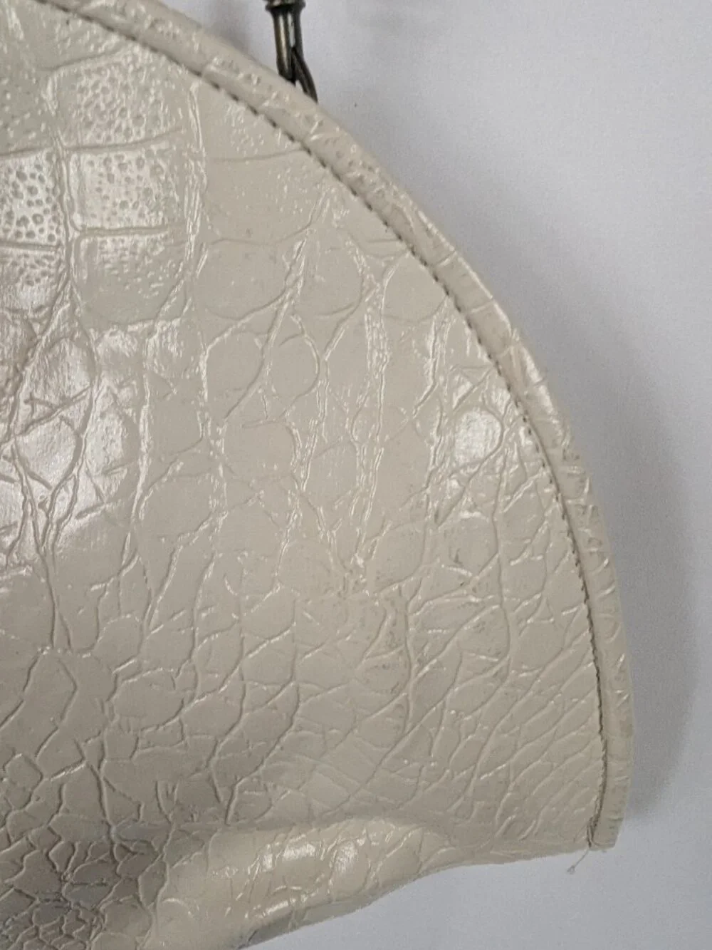 Handbag Monique White Snakeskin Print Texture Purse Shoulder Bag Vintage 80s 90s